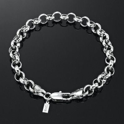 925 Sterling Silver Plated 6mm Belcher Chain Bracelet with Lobster Clasp