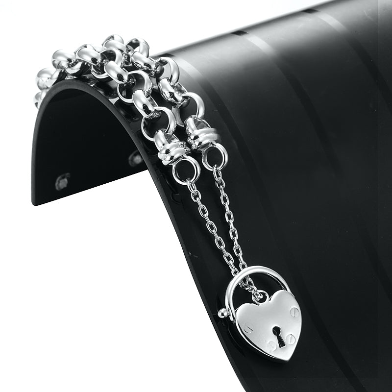 925 Sterling Silver Plated 10mm Belcher Chain Bracelet Featuring a Plain Locket - USA Made