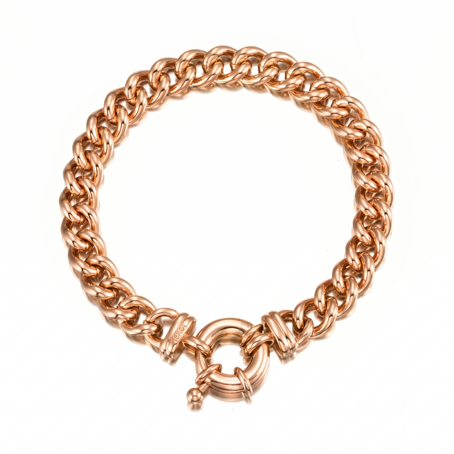 18ct Heavy Rose Gold Plated  Euro Chain Bracelet with Marina Bolt Clasp - USA Made
