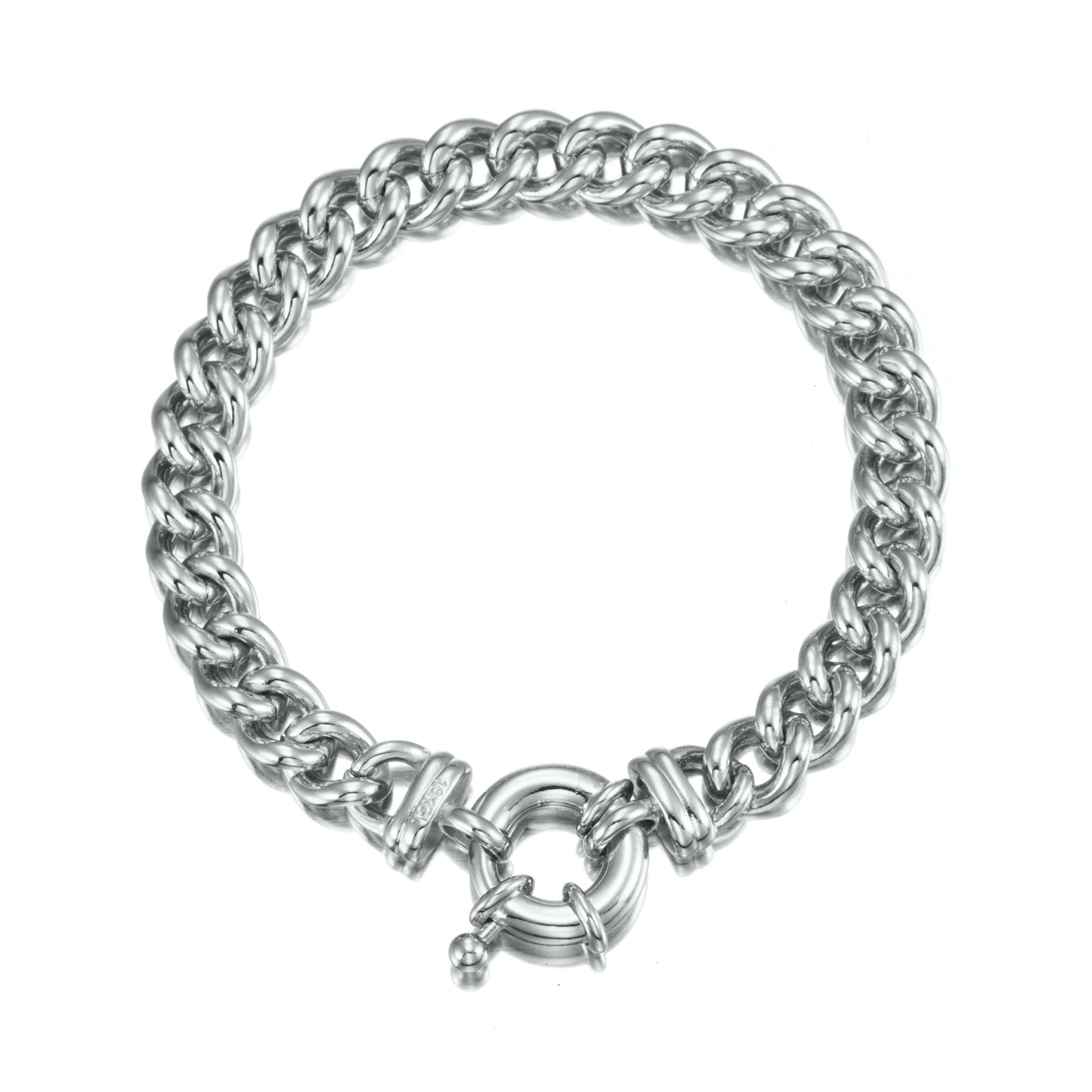 925 Sterling Silver Plated  Euro Chain Bracelet with Bolt Clasp - USA Made