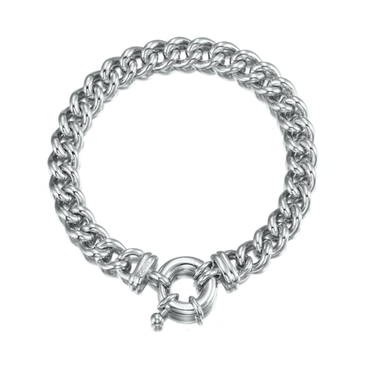 925 Sterling Silver Plated  Euro Chain Bracelet with Bolt Clasp - USA Made