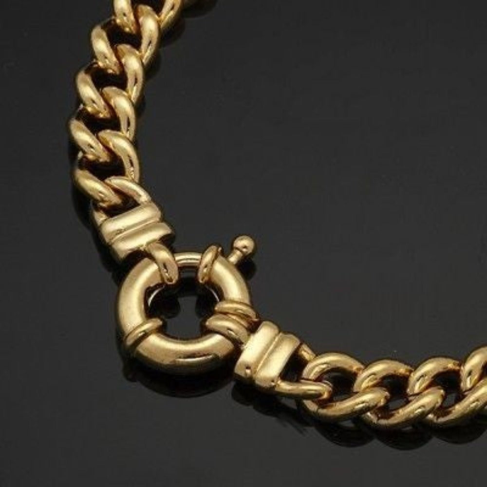 18ct Heavy Yellow Gold Plated  Euro Chain Bracelet with Bolt Clasp - USA Made