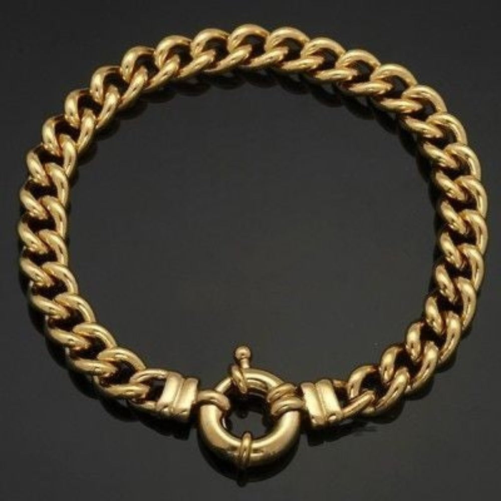 18ct Heavy Yellow Gold Plated  Euro Chain Bracelet with Bolt Clasp - USA Made