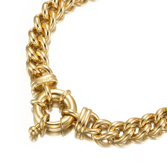 18ct Heavy Yellow Gold Plated  Euro Chain Bracelet with Bolt Clasp - USA Made