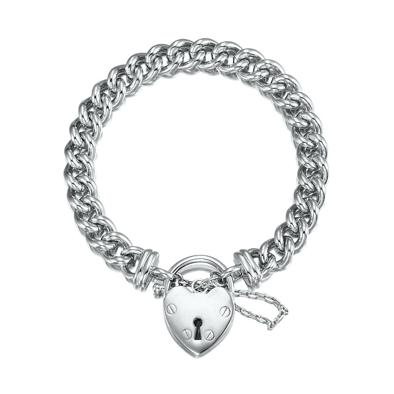 925 Sterling Silver Plated Euro Chain Bracelet Featuring a Plain Locket  - USA Made