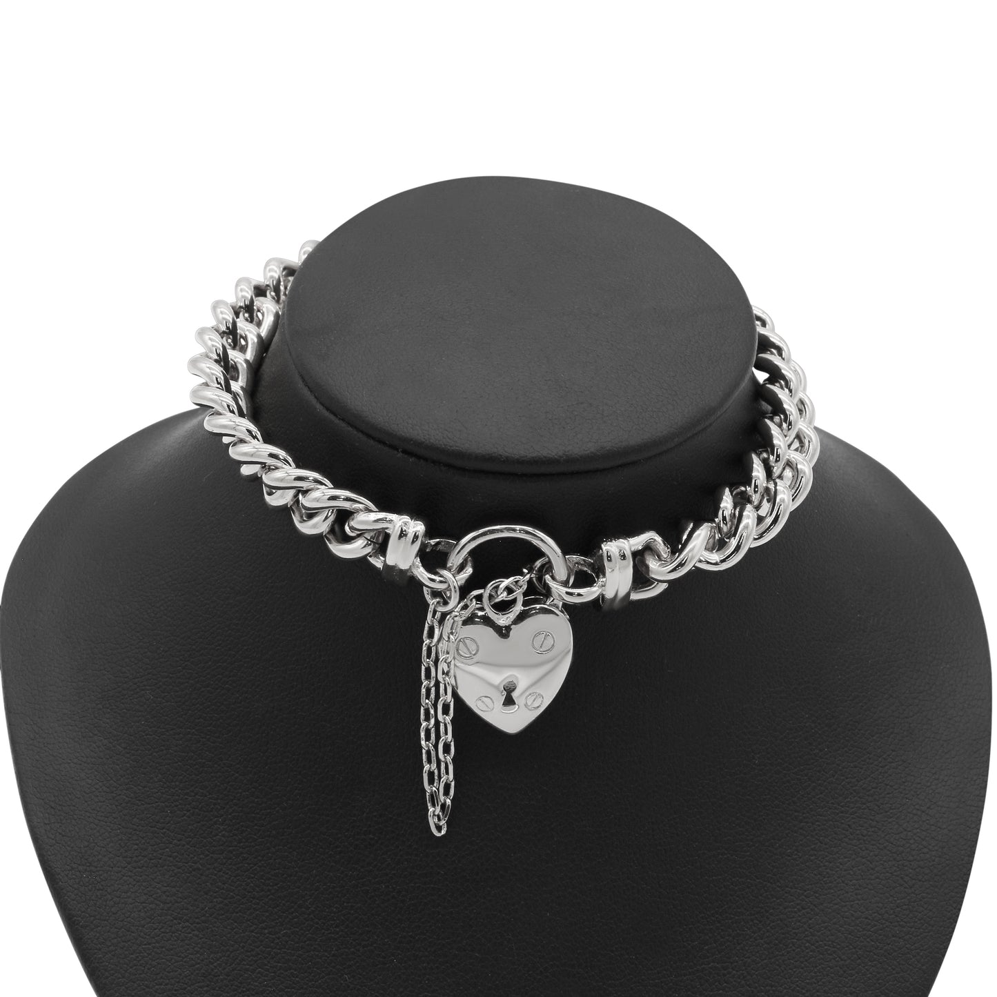 925 Sterling Silver Plated  Euro Chain Bracelet with a Small Plain Heart Locket - USA Made