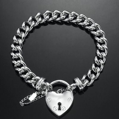 925 Sterling Silver Plated Euro Chain Bracelet Featuring a Plain Locket  - USA Made