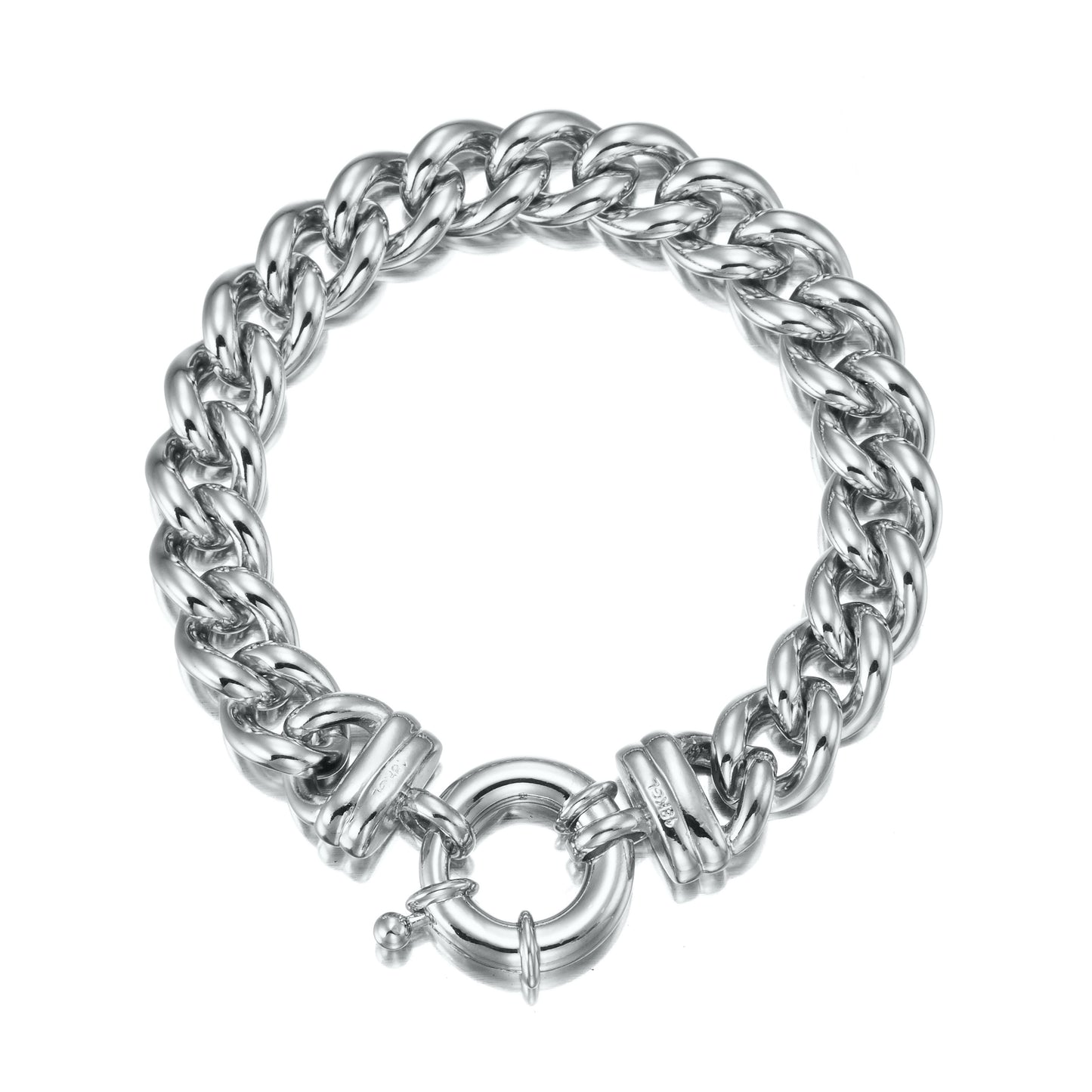 925 Sterling Silver Plated 12mm Euro Curb Chain Bracelet with Bolt Clasp - USA Made