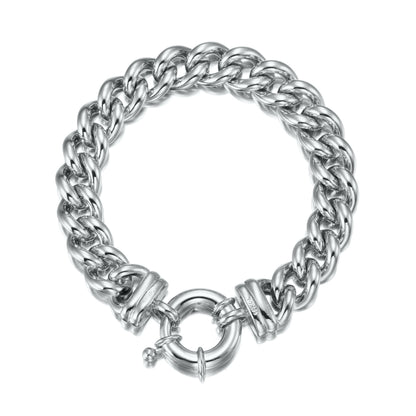 Rhodium Plated Chunky 12mm Euro Curb Chain Bracelet with Marina Bolt Clasp - USA Made