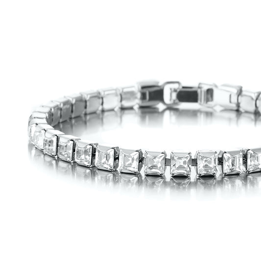 Heavy 925 Sterling Silver Plated Tennis Bracelet Made with SWAROVSKI® Crystals - USA Made