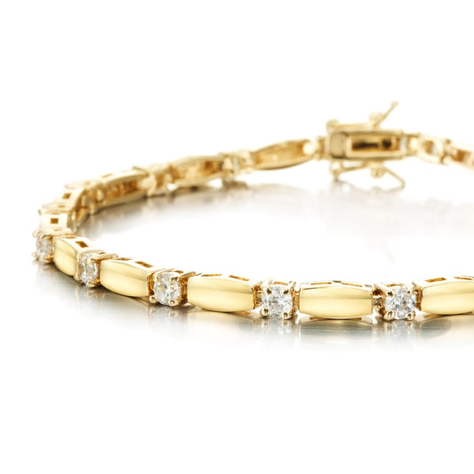 18ct Heavy Yellow Gold Plated Tennis Bracelet Made with SWAROVSKI® Crystals- USA Made