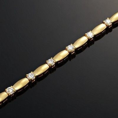 18ct Heavy Yellow Gold Plated Tennis Bracelet Made with SWAROVSKI® Crystals- USA Made