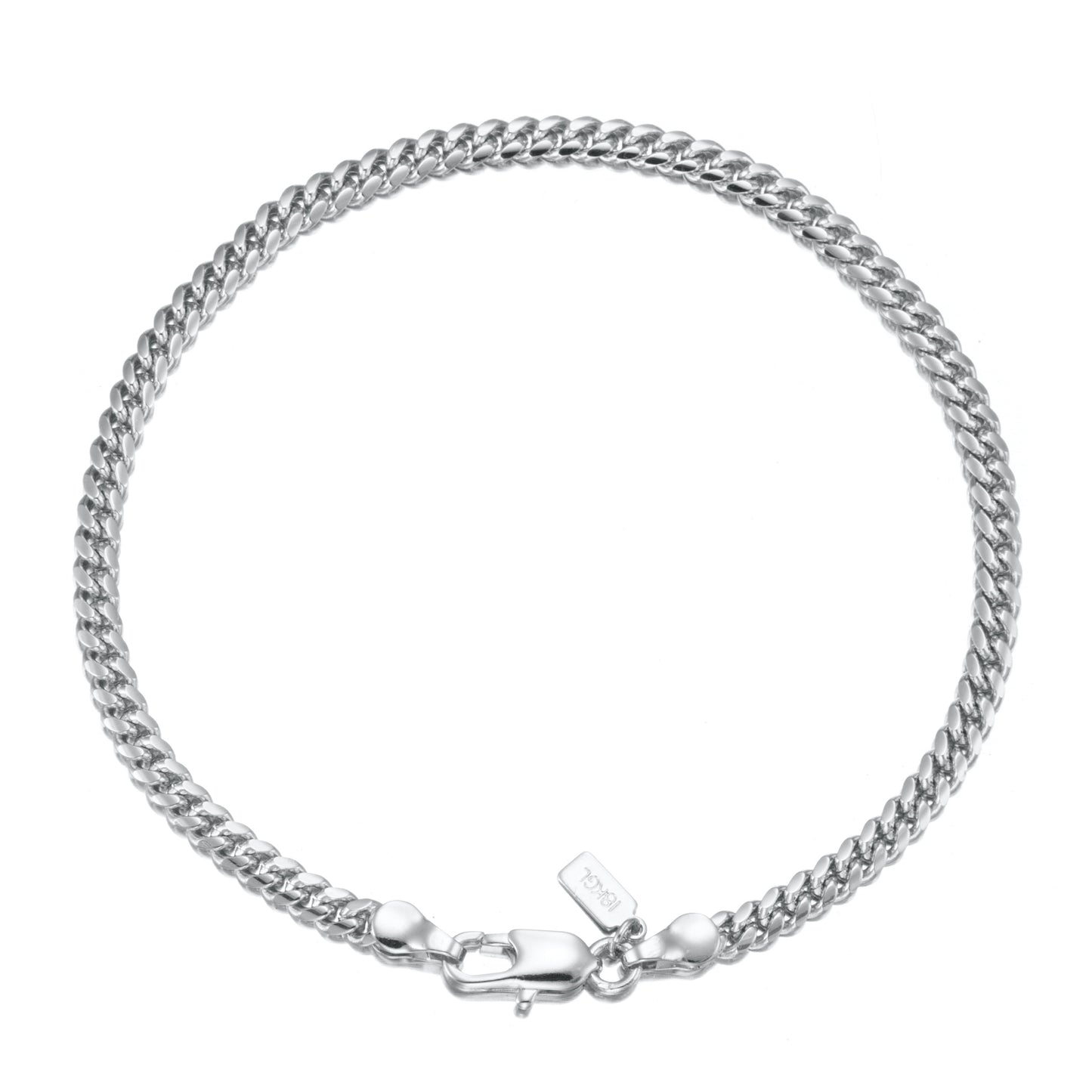 925 Sterling Silver Plated 3.5mm Curb Chain Bracelet with Lobster Clasp - USA Made