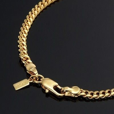 18ct Heavy Yellow Gold Plated 3.5mm Curb Chain Bracelet with Lobster Clasp - USA Made