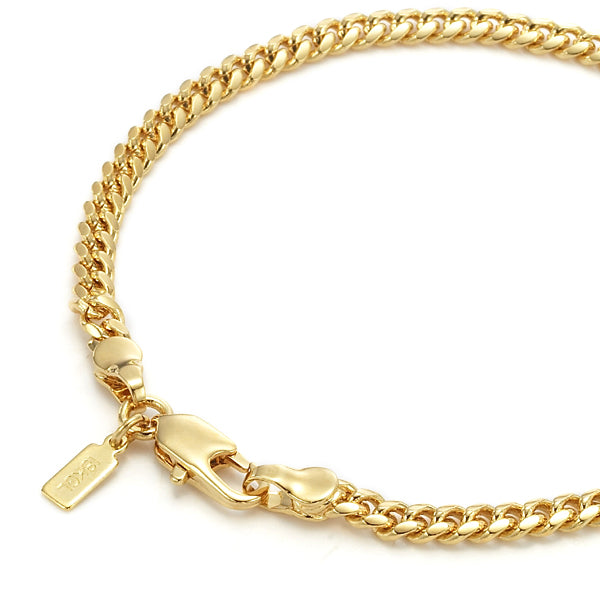 18ct Heavy Yellow Gold Plated 3.5mm Curb Chain Bracelet with Lobster Clasp - USA Made