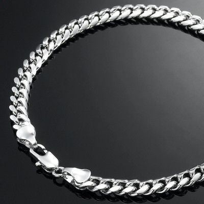 925 Sterling Silver Plated 3.5mm Curb Chain Bracelet with Lobster Clasp - USA Made