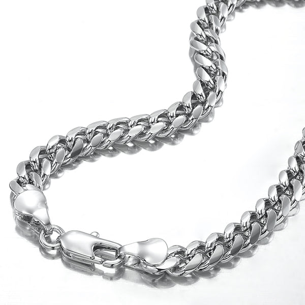 925 Sterling Silver Plated 3.5mm Curb Chain Bracelet with Lobster Clasp - USA Made