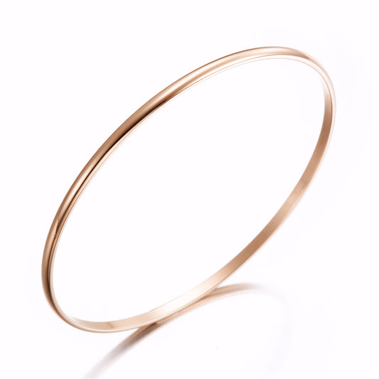 18ct Heavy Rose Gold Plated Plain Bangle - USA Made