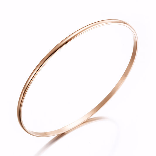 3mm Wide 18ct Heavy Rose Gold Plated Plain Bangle - USA Made