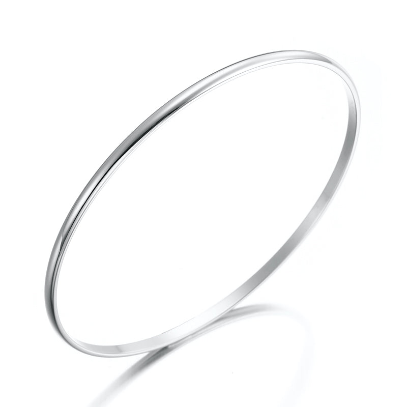 Heavy 925 Sterling Silver Plated Plain 3mm Bangle - USA Made