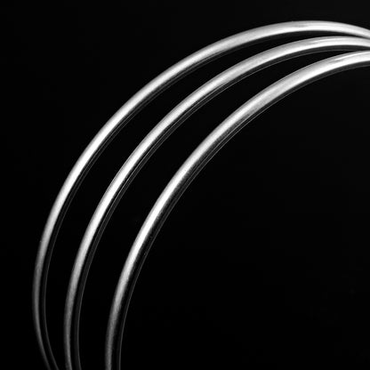 925 Sterling Silver Plated Plain 3mm Triple Bangle Set - USA Made