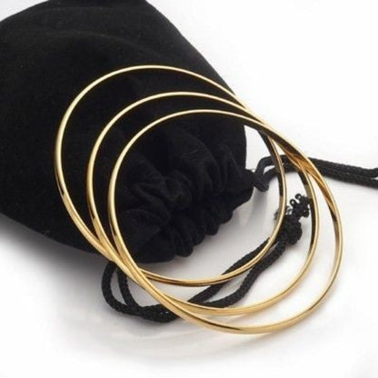 Conjunto de brazalete triple liso de 3 mm chapado en oro amarillo pesado de 18 quilates -C104-YYY