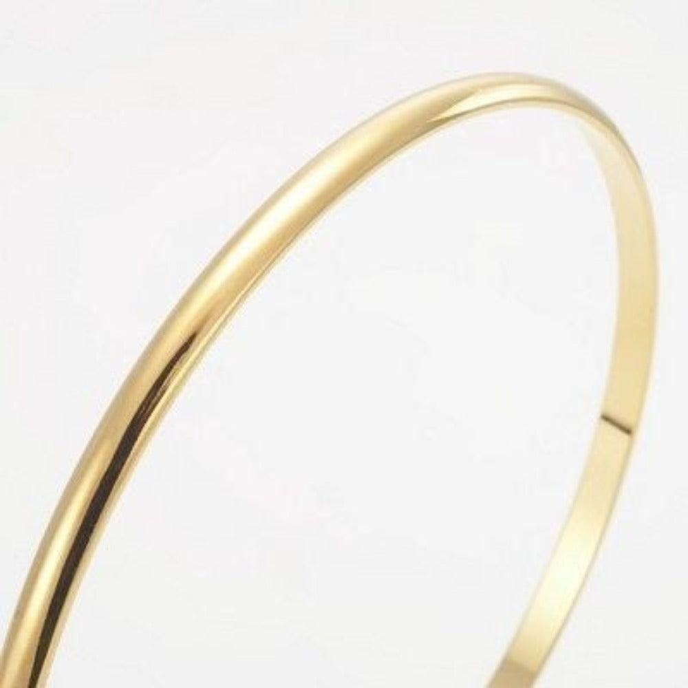 18ct Heavy Yellow Gold Plated Plain 3mm Bangle - USA Made