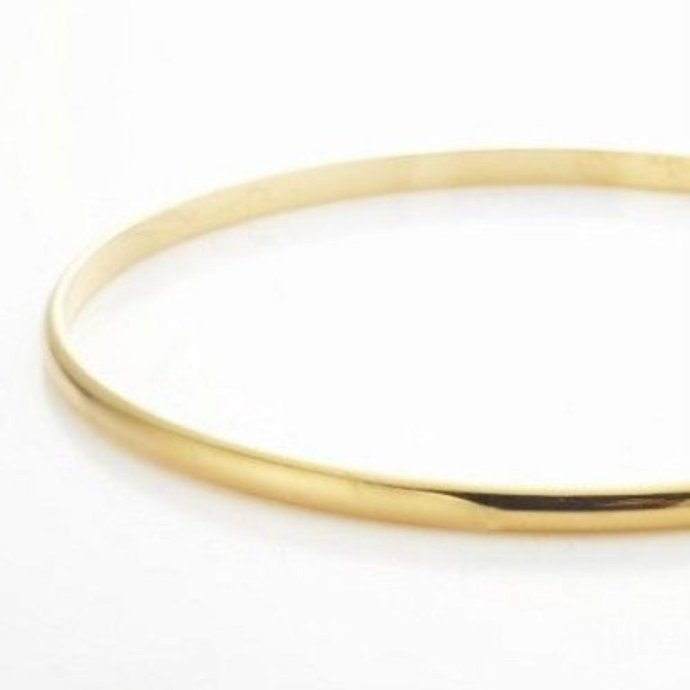 18ct Heavy Yellow Gold Plated Plain 3mm Bangle - USA Made