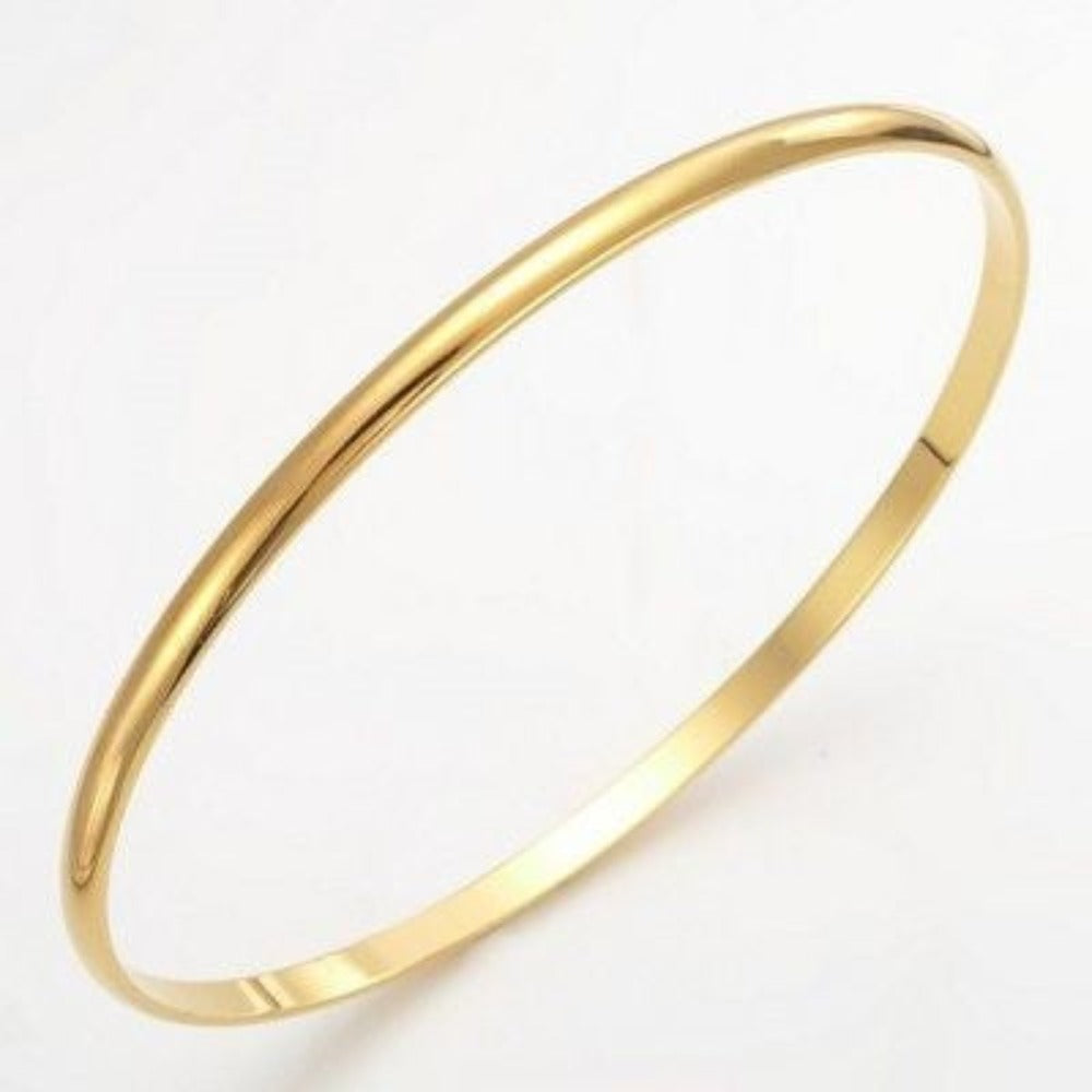 18ct Heavy Yellow Gold Plated Plain 3mm Bangle - USA Made