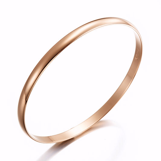 18ct Heavy Rose Gold Plated 5mm Plain Bangle - USA Made