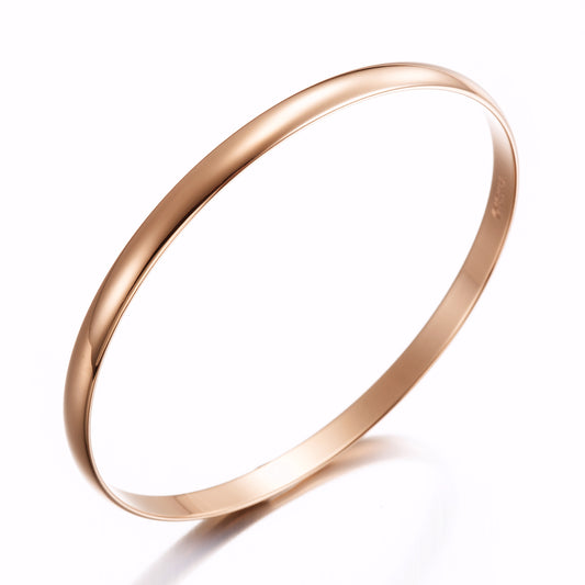 5mm Wide 18ct Heavy Rose Gold Plated Plain Bangle - USA Made