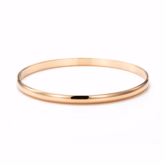 18ct Heavy Rose Gold Plated Plain Bangle - USA Made