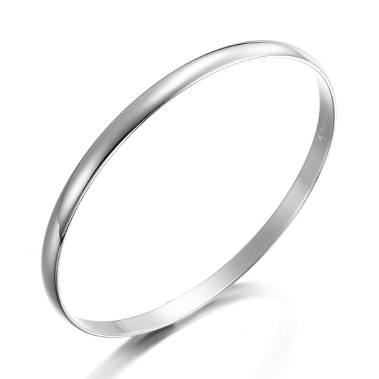 925 Sterling Silver Plated 5mm Plain Bangle - USA Made