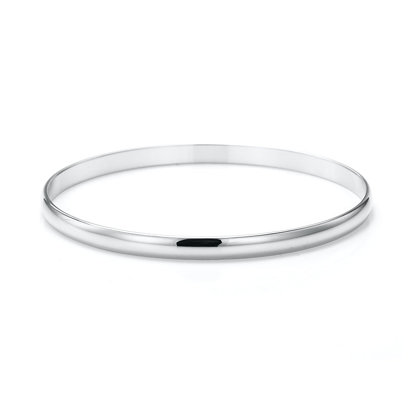 925 Sterling Silver Plated 5mm Plain Bangle - USA Made