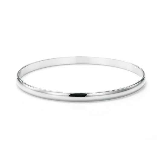 925 Sterling Silver Plated 5mm Plain Bangle - USA Made