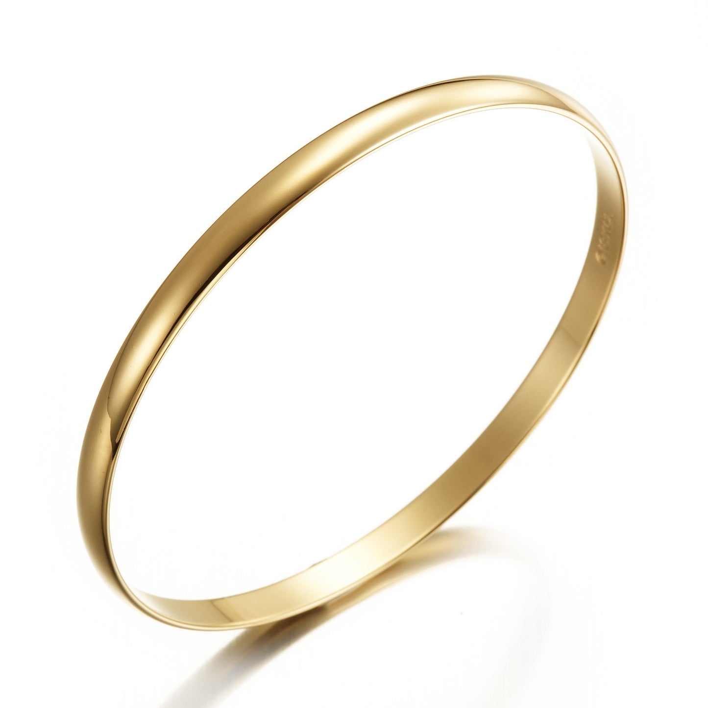 18ct Heavy Yellow Gold Plated Plain Bangle - USA Made