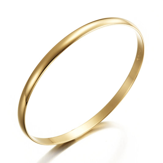 18ct Heavy Yellow Gold Plated 5mm Plain Bangle - USA Made