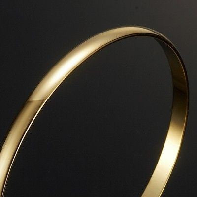 18ct Heavy Yellow Gold Plated Plain Bangle - USA Made