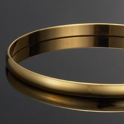 18ct Heavy Yellow Gold Plated Plain Bangle - USA Made