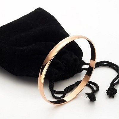 18ct Heavy Rose Gold Plated Women's Plain Bangle - USA Made