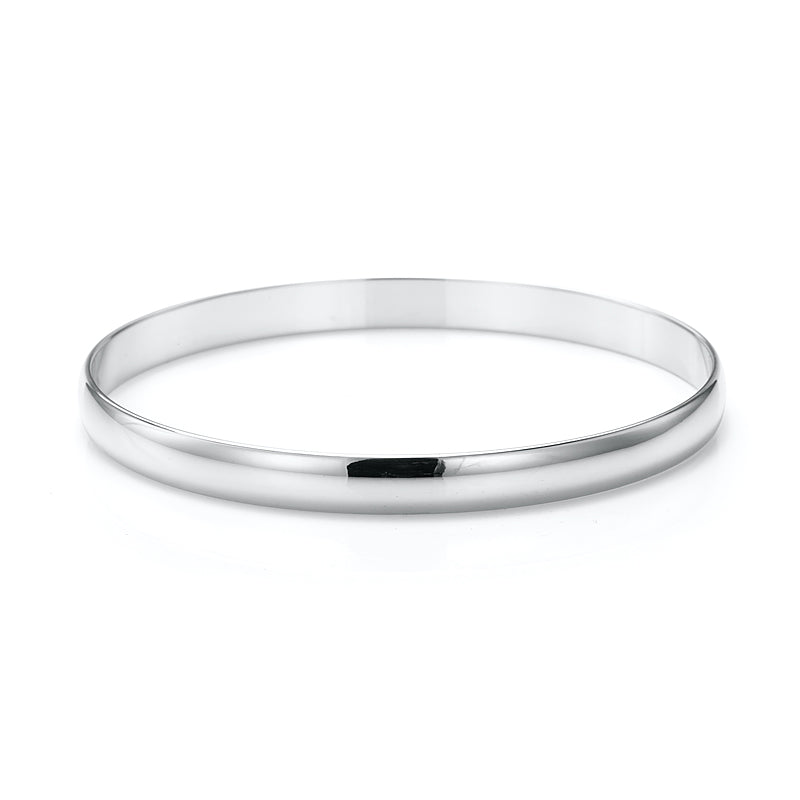 7mm Wide 925 Sterling Silver Plated Plain Bangle - USA Made