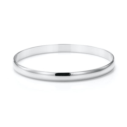 925 Sterling Silver Plated 7mm Plain Bangle - USA Made