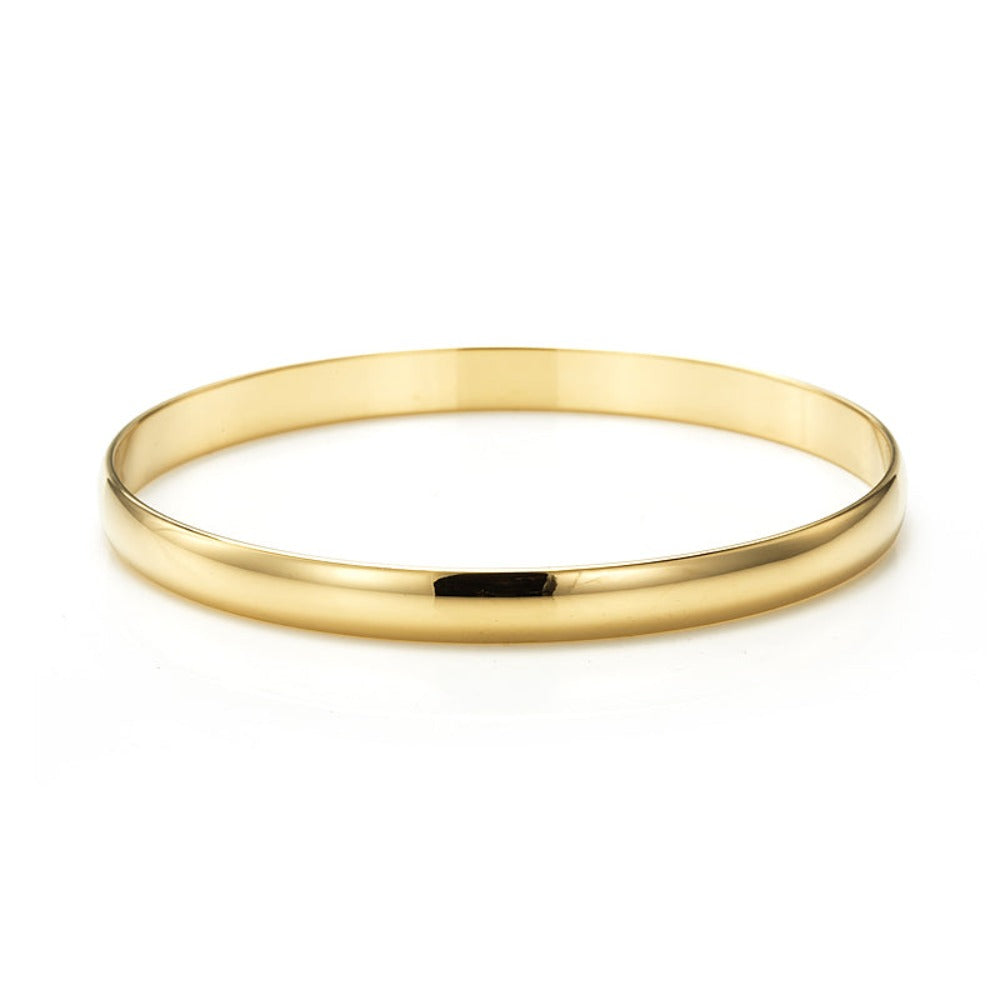 18ct Heavy Yellow Gold Plated Women's Plain Bangle - USA Made