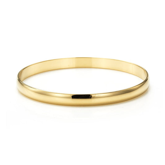 18ct Heavy Yellow Gold Plated Women's Plain Bangle - USA Made