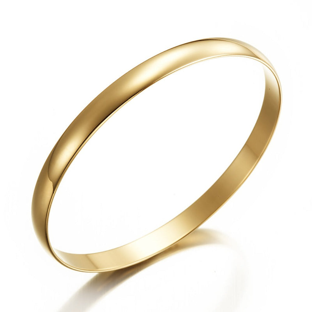 18ct Heavy Yellow Gold Plated Women's Plain Bangle - USA Made