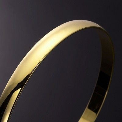 18ct Heavy Yellow Gold Plated Women's Plain Bangle - USA Made