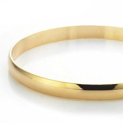 18ct Heavy Yellow Gold Plated Women's Plain Bangle - USA Made