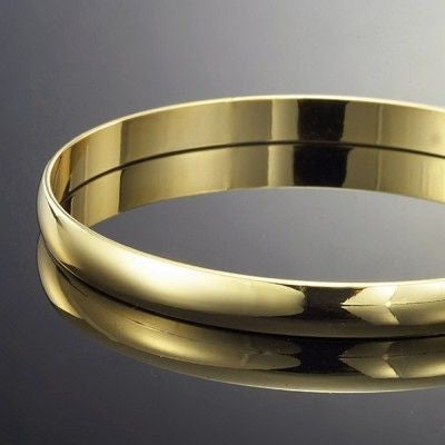 18ct Heavy Yellow Gold Plated Women's Plain Bangle - USA Made