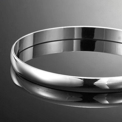 7mm Wide 925 Sterling Silver Plated Plain Bangle - USA Made