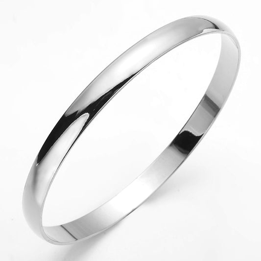 7mm Wide 925 Sterling Silver Plated Plain Bangle - USA Made